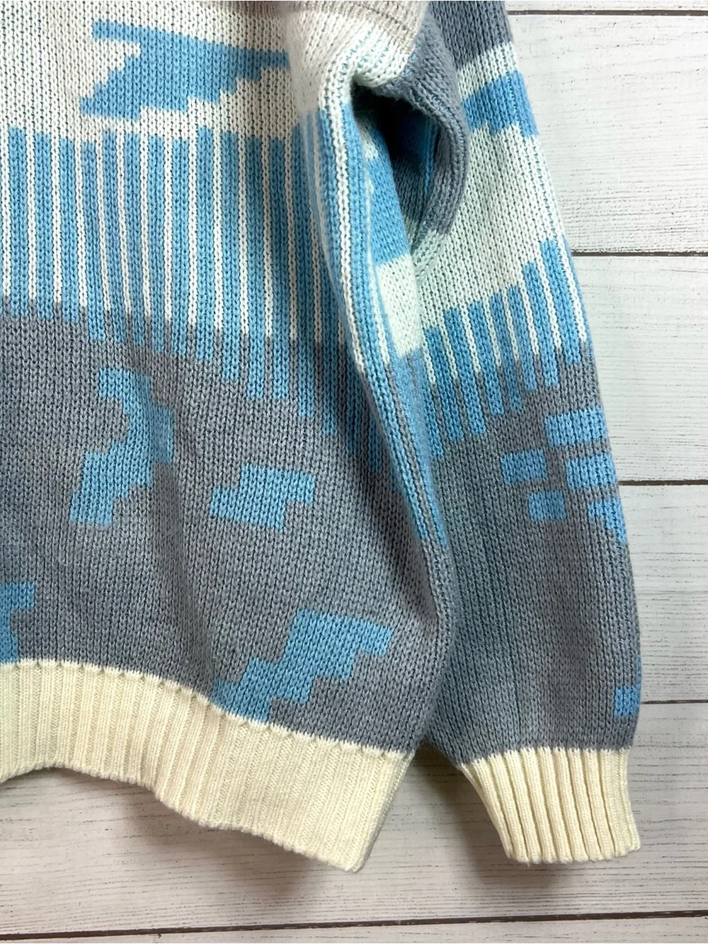 Vintage 90s Saturdays Mens Sweater Acrylic Novelty Print Size M Geometric Retro